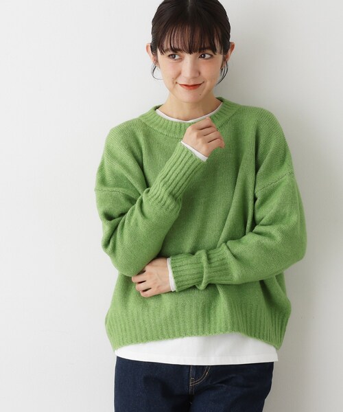 クラネ 長袖 ニット セーター クルーネック ストレッチ 1 S 緑 グリーン 楽天市場】CLANE（ニット・セーター｜トップス）：レディース
