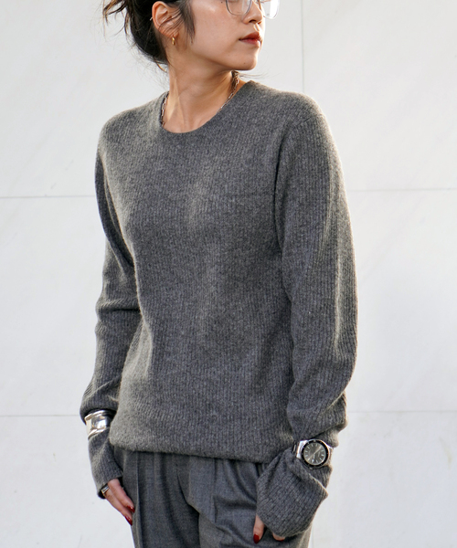 EVERYDAY I LIKE. ニット セーター カシミヤロングリブプルオーバー
