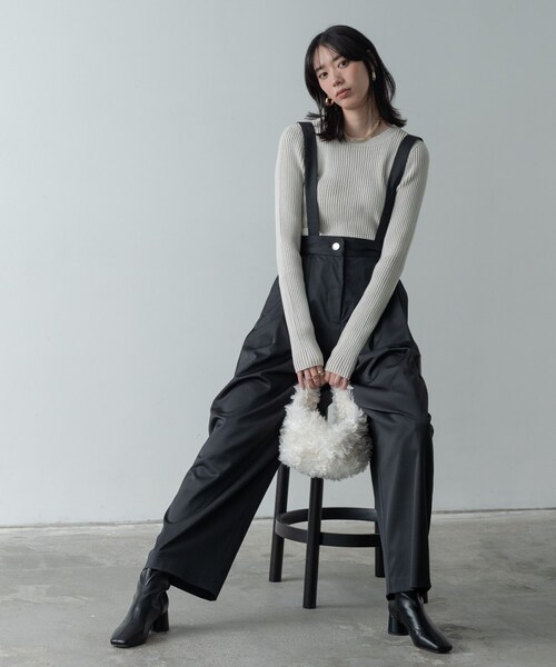 INDIVI GALLEST サロペット オーバーオール シャインテーパード 