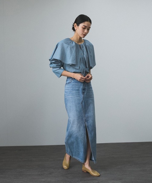 「SALON adam et rope'」 デニムパンツ M サックスブルー レディース_画像5