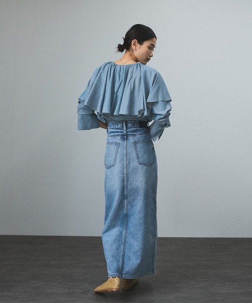 「SALON adam et rope'」 デニムパンツ M サックスブルー レディース_画像6