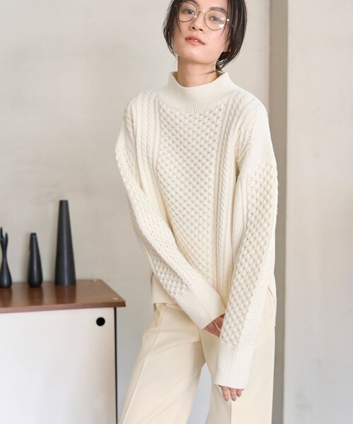 「UNFILO」 長袖ニット MEDIUM ベージュ レディース_画像2