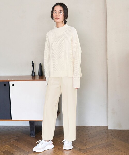 「UNFILO」 長袖ニット MEDIUM ベージュ レディース_画像3