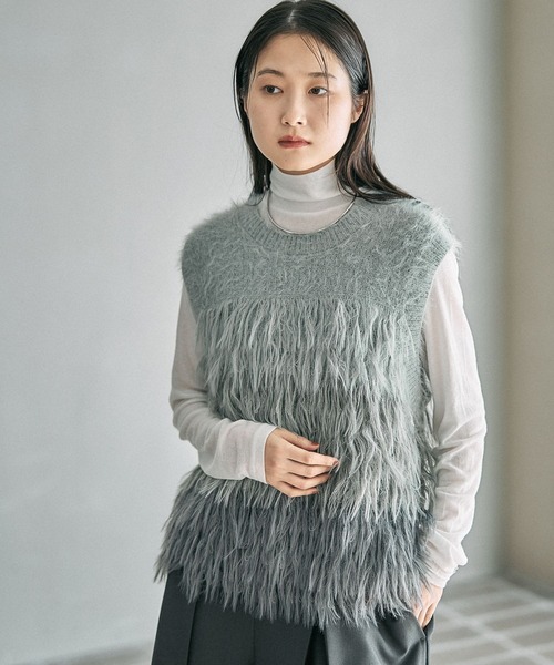 LEPSIM（レプシィム） ベスト ジレ 5ゲージシャギーMIXベスト 611427