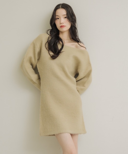ENEU エヌー　ウールワンピース　ミニワンピース NEUNA（ヌナ） ワンピース ワンショルニットミニワンピ : ZOZOTOWN