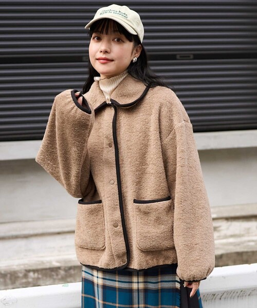 アトリエまりこ【超美品】シースルーベージュトップス&ジャケット FREAK'S STORE（フリークスストア） ジャケット フリ- ベージュ