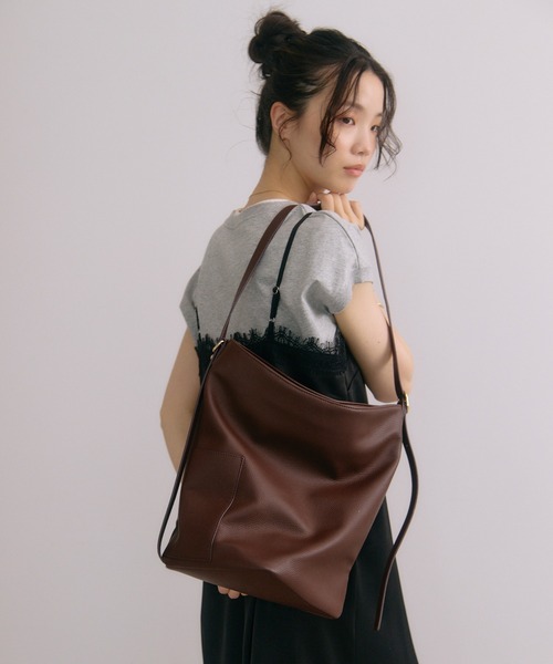 soins トートバッグ 「牛革」2WAYワンハンドルバケツトートバッグ