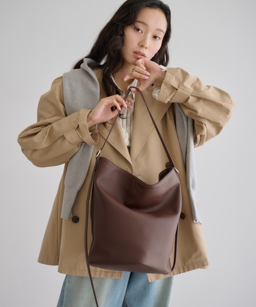 soins トートバッグ 「牛革」2WAYワンハンドルバケツトートバッグ