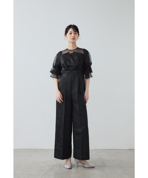 みずいろ♡nianaセットアップドレス パンツ 黒 フリル Lサイズ niana（ニアナ） パーティードレス パンツドレス : ZOZOTOWN Yahoo!店