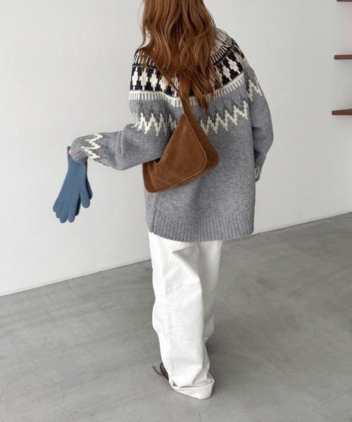 CANAL JEAN Elmar ノルディック柄 ニットカーディガン ネイビー CANAL JEAN」 カーディガン ONE SIZE ネイビー レディース キャナル