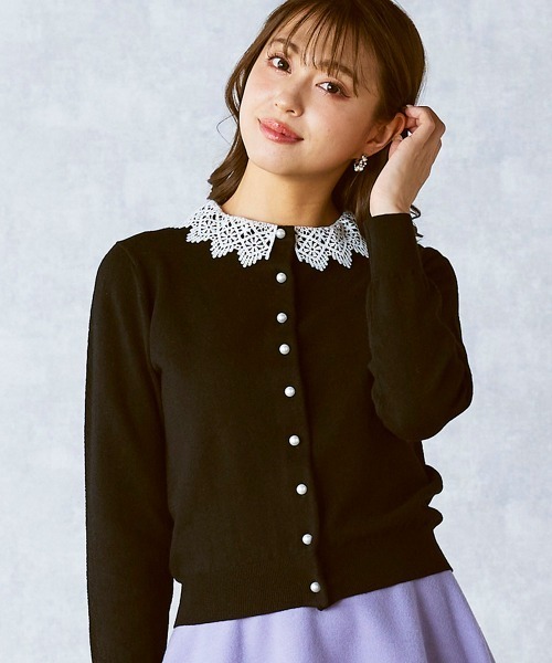 「QUEENS COURT」 ニットカーディガン M グレー レディース_画像3
