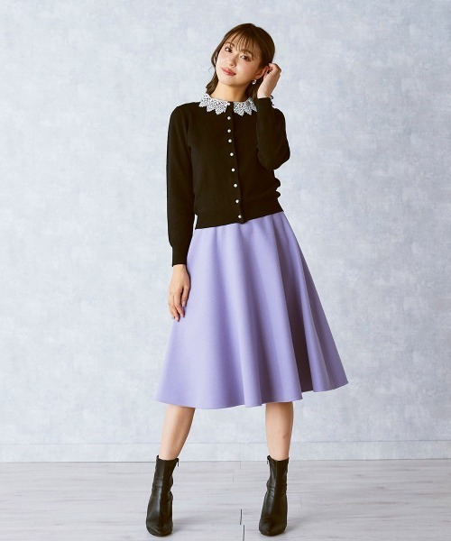 「QUEENS COURT」 ニットカーディガン M グレー レディース_画像4
