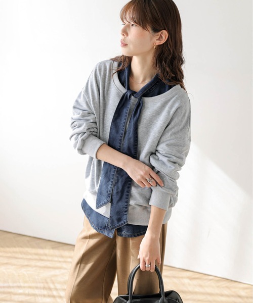 ブラウス シャツ 夏 ボウタイ デニムシャツ レディース : ZOZOTOWN