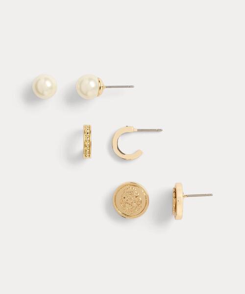 ピアス ゴールドプレーテッド ＆ フェイクパール イピアス セット レディースの画像