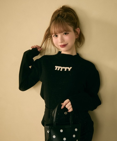 「TITTY&CO.」 長袖ニット FREE チャコールグレー レディース_画像3