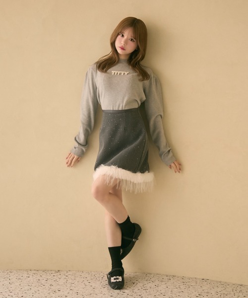 「TITTY&CO.」 長袖ニット FREE チャコールグレー レディース_画像4