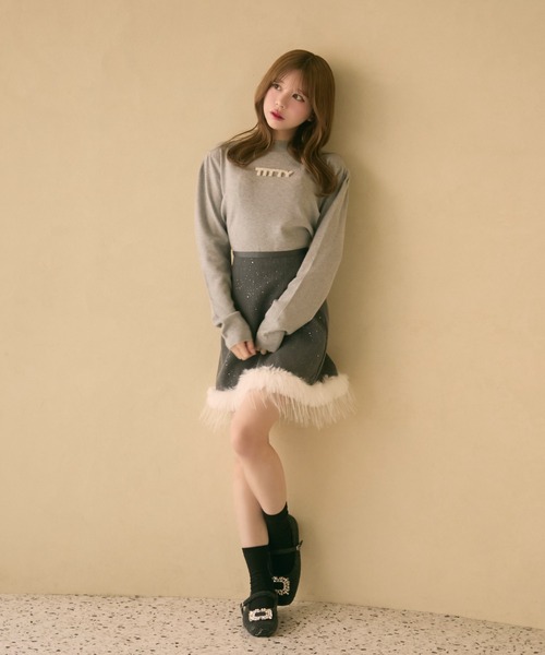 「TITTY&CO.」 長袖ニット FREE チャコールグレー レディース_画像7