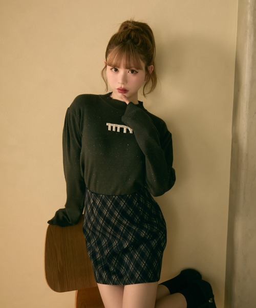 「TITTY&CO.」 長袖ニット FREE チャコールグレー レディース_画像8