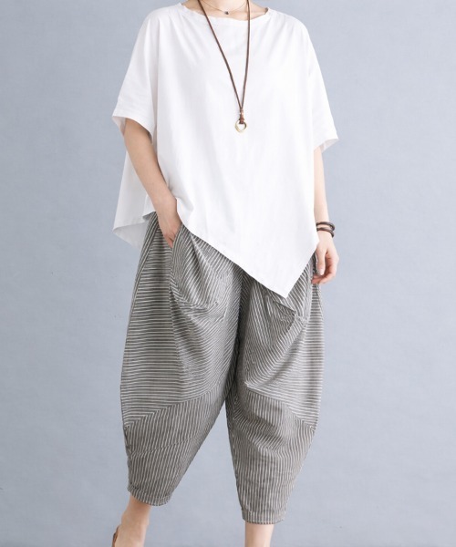Sally Lunn tシャツ 半袖 ゆるアシンメトリートップス レディース