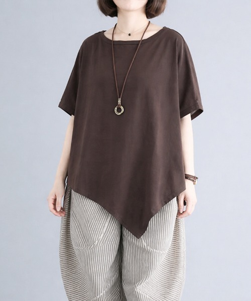 Sally Lunn tシャツ 半袖 ゆるアシンメトリートップス レディース