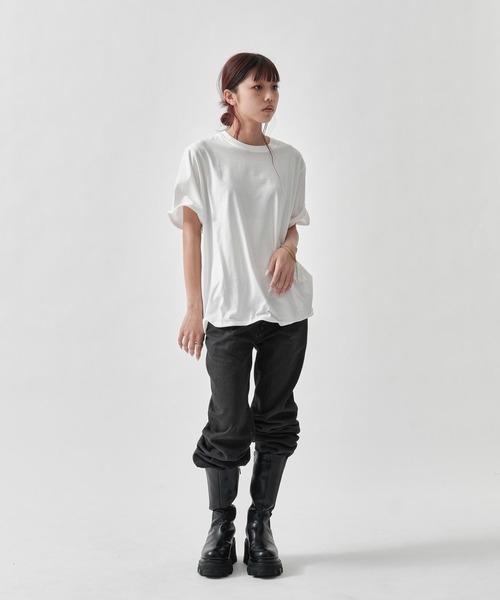 アンスクリア　ラガーシャツ　カットソー INSCRIRE（アンスクリア） tシャツ Raffy Gauze Wire Tee レディース