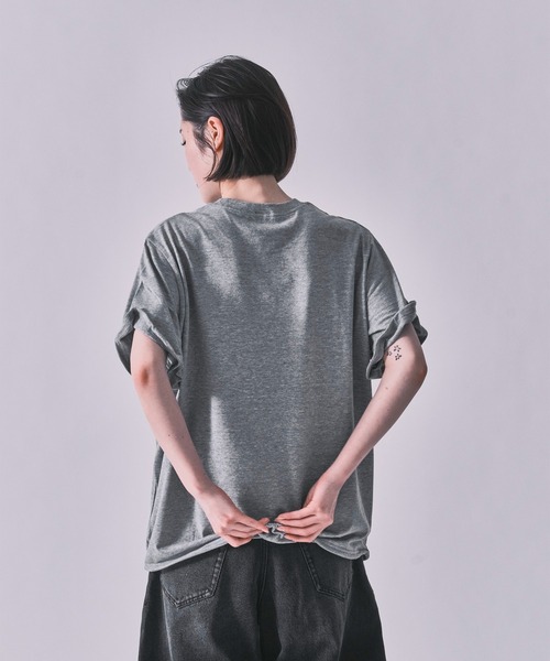 限定値下げ　INSCRIRE Raffy Gauze Wire Tee グレー INSCRIRE（アンスクリア） tシャツ 半袖 Raffy Gauze Wire Tee