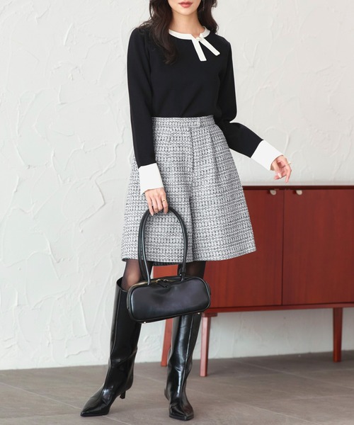 「RUIRUE BOUTIQUE」 長袖ニット L ネイビー×ホワイト レディース_画像5