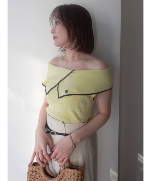 ニット セーター アシメカラーネックニット 「夏服」 レディースの画像