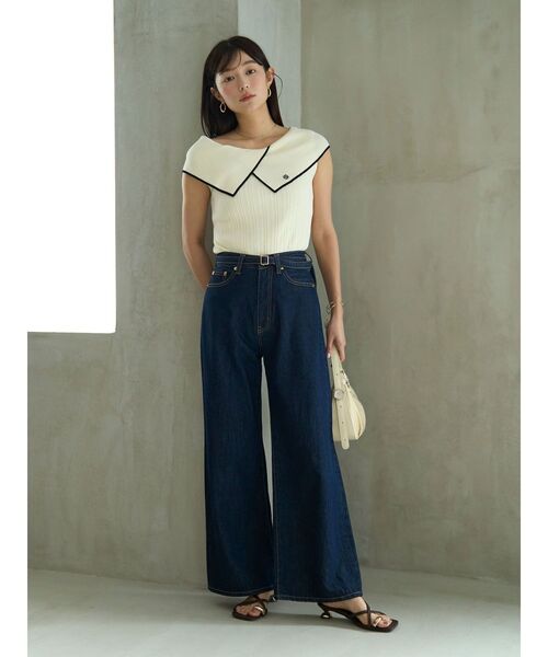 ニット セーター アシメカラーネックニット 「夏服」 レディースの画像