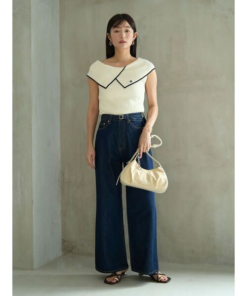 ニット セーター アシメカラーネックニット 「夏服」 レディースの画像