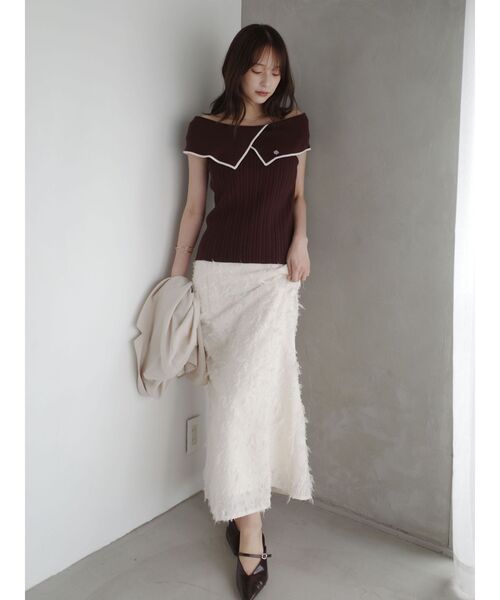ニット セーター アシメカラーネックニット 「夏服」 レディースの画像