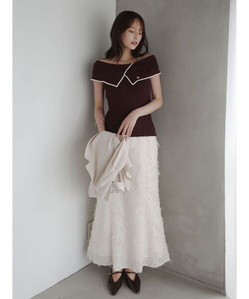 ニット セーター アシメカラーネックニット 「夏服」 レディースの画像