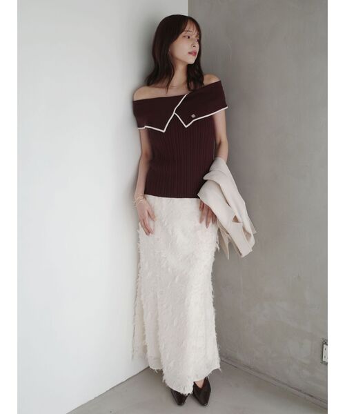 ニット セーター アシメカラーネックニット 「夏服」 レディースの画像