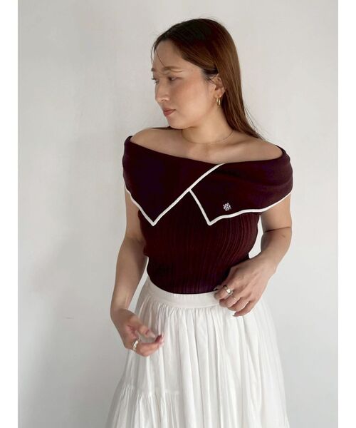 ニット セーター アシメカラーネックニット 「夏服」 レディースの画像