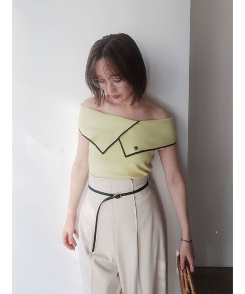 ニット セーター アシメカラーネックニット 「夏服」 レディースの画像