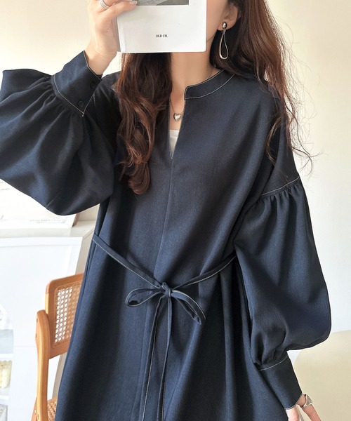 「classicalelf」 長袖ワンピース MEDIUM ネイビー レディース_画像3