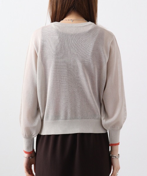 「EGLANTINE」 カーディガン 40 ネイビー×ホワイト レディース_画像3