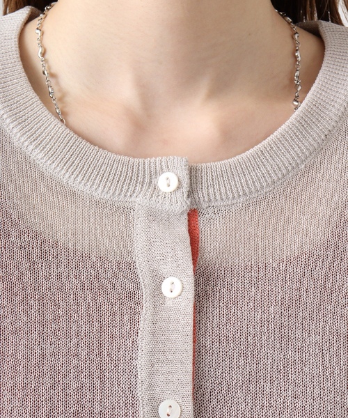 「EGLANTINE」 カーディガン 40 ネイビー×ホワイト レディース_画像6