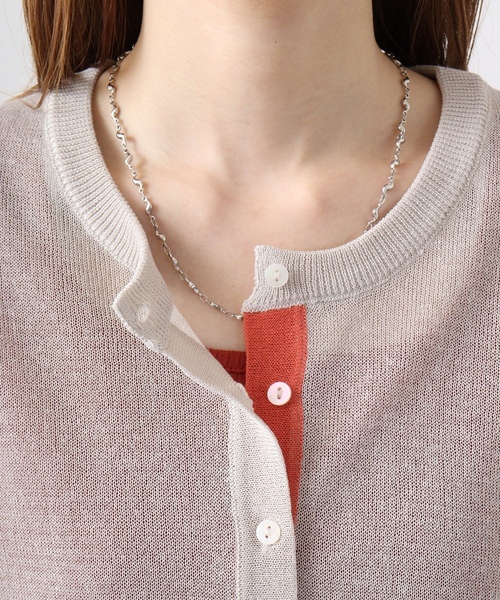 「EGLANTINE」 カーディガン 40 ネイビー×ホワイト レディース_画像7