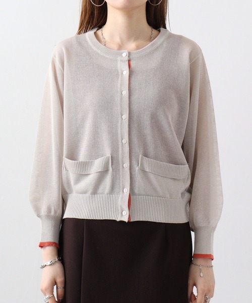 「EGLANTINE」 カーディガン 40 ネイビー×ホワイト レディース_画像8