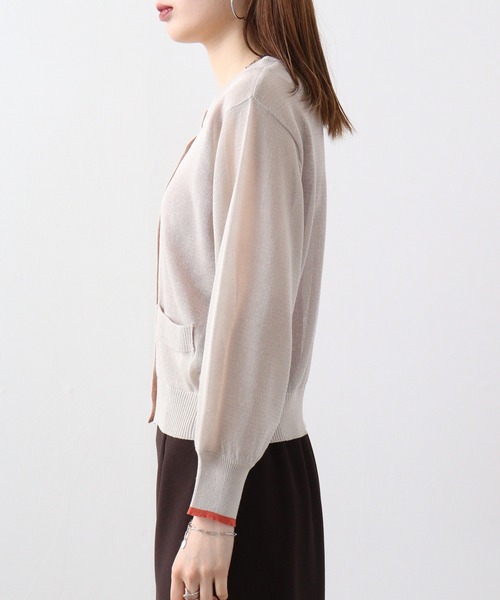 「EGLANTINE」 カーディガン 40 ネイビー×ホワイト レディース_画像9