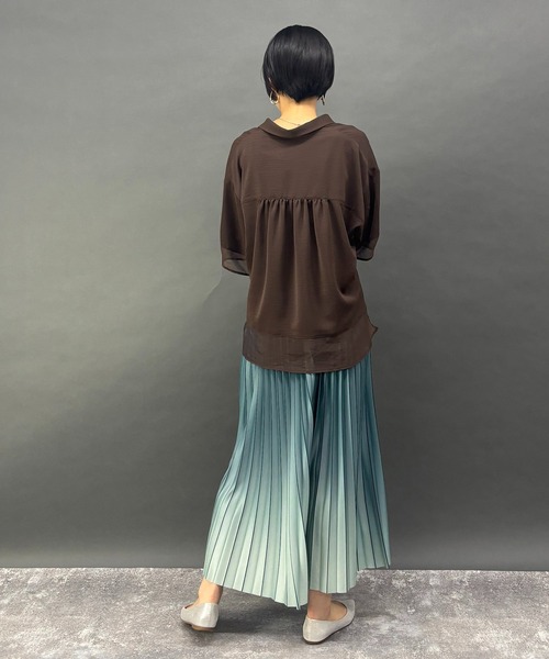 On グラデーション プリーツ スカート Size:S 全豪ver. NICOLE white（ニコルホワイト） ロング スカート 着心地抜群！大人