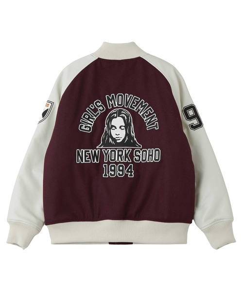 美品X-girl スタジャン X-girl（エックスガール） スタジャン FACE PATCH STADIUM JACKET