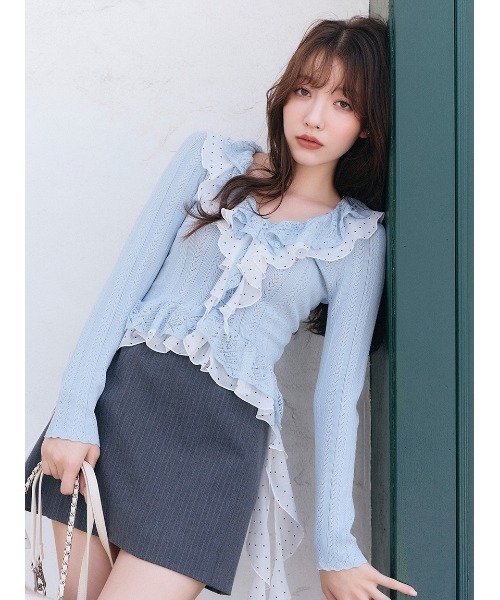 LILY BROWN ボリュームフリルニットトップス LILY BROWN（リリーブラウン） ニット セーター ボリュームフリル