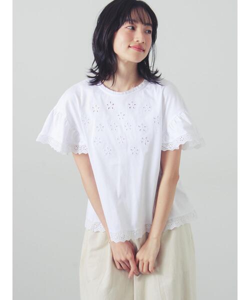 Samansa Mos2（サマンサモスモス） tシャツ 半袖 カットワーク刺繍