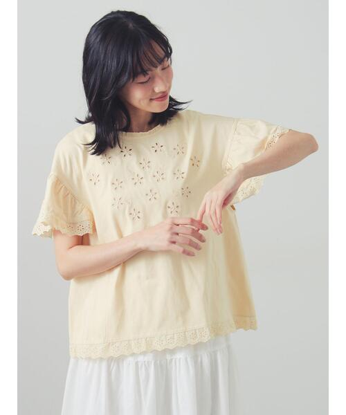 Samansa Mos2（サマンサモスモス） tシャツ 半袖 カットワーク刺繍