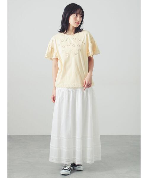 Samansa Mos2（サマンサモスモス） tシャツ 半袖 カットワーク刺繍