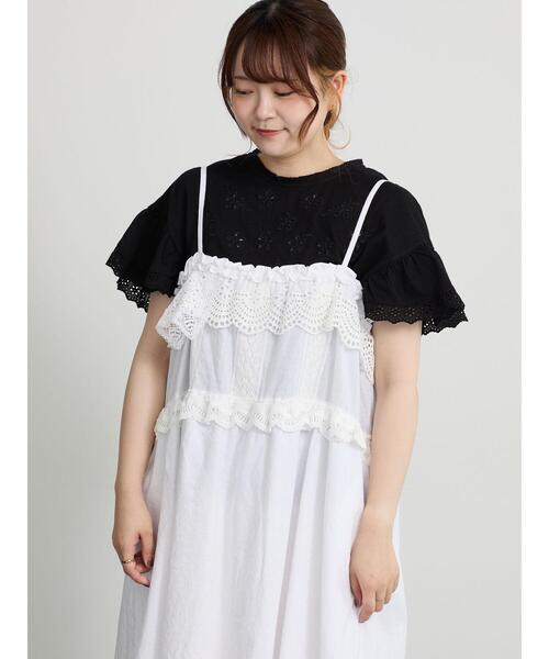 Samansa Mos2（サマンサモスモス） tシャツ 半袖 カットワーク刺繍