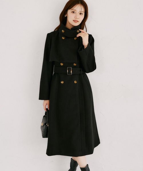 flaner ステンカラーコート MEDIUM ブラック レディース : ZOZOTOWN