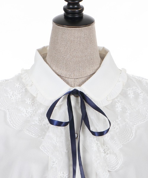 axes femme POETIQUE ブラウス シャツ 半袖 レースラッフルフリル半袖